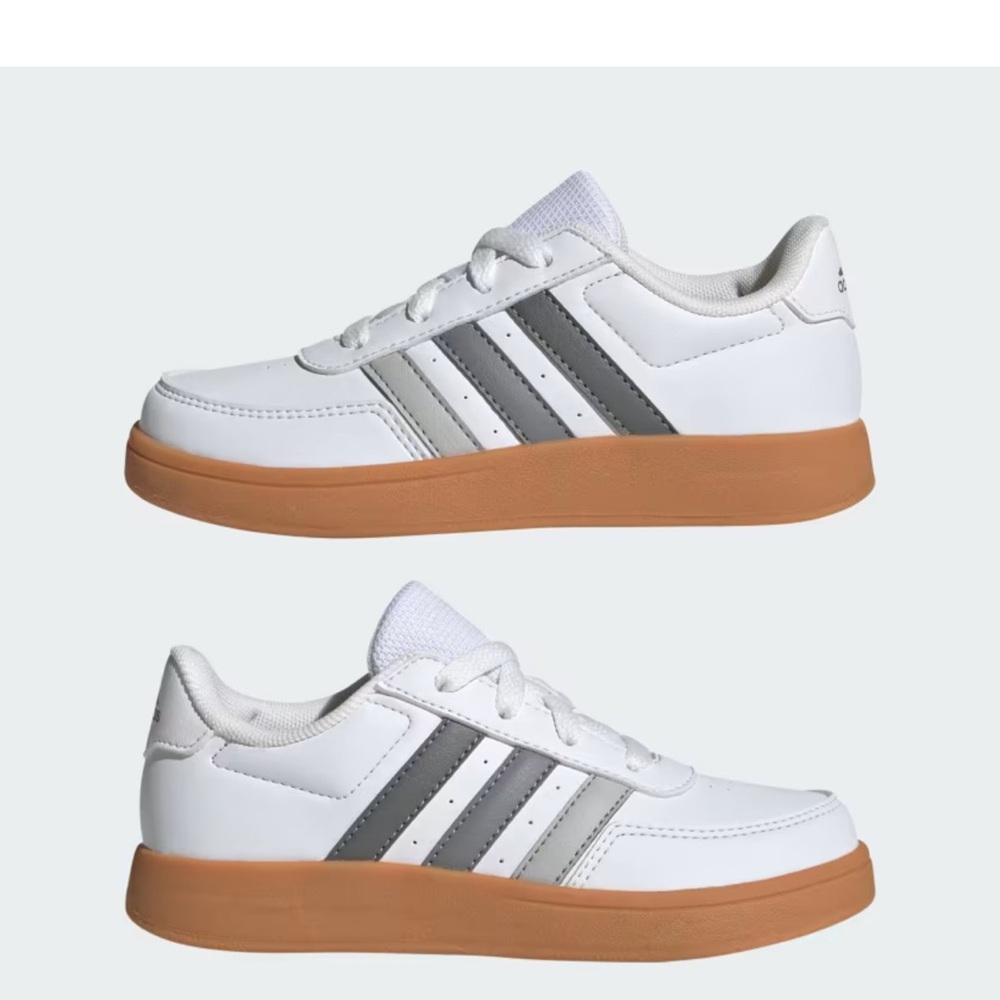 Adidas White and Gray Shoes with Brown Soles